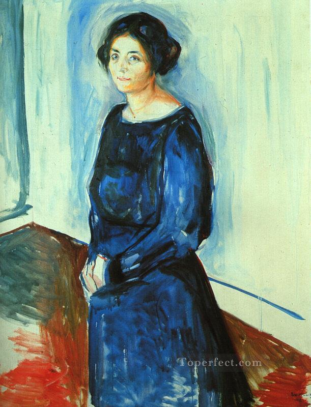 woman in blue frau barth 1921 Edvard Munch Oil Paintings